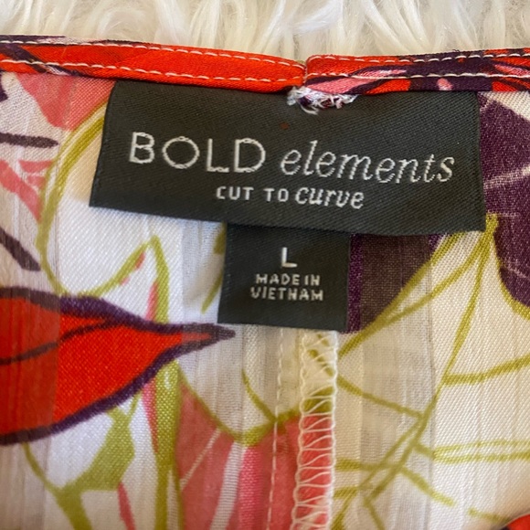 Women’s cold shoulder 3/4 sleeve floral print top by bold Elements NWT size L - Picture 9 of 10